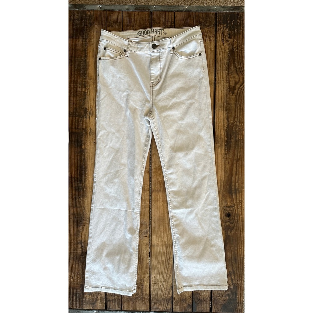 Good Hart Matilda Jane Windsor Straight Crop Jeans White Tan Stitch 10